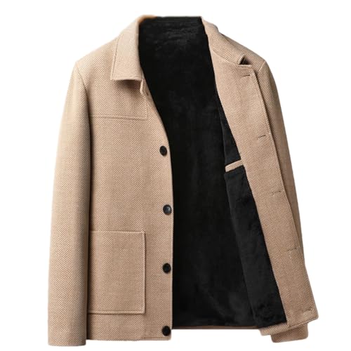 Disimlarl Men Loose Woolen Jacket Casual Business Coat Thickened Warm Social Overcoat with Pocket