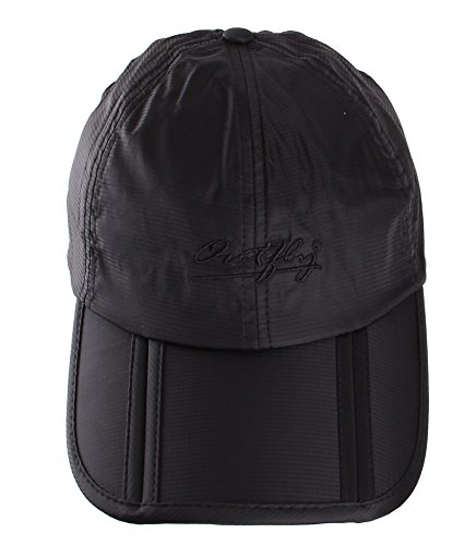 Sumolux Men Women Outdoor Rain Sun Waterproof Quick-Drying Long Brim Collapsible Portable Hat Black #TOP2