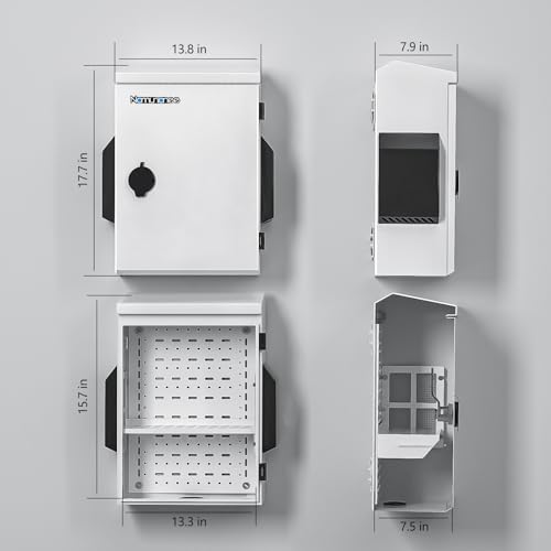 Image of Outdoor Electrical Box with Thermostat and Fan, Cold-Rolled Steel Plate, Aluminum Alloy Back Beam, One-Piece Ventilation Design, IP65 Waterproof, Wall /Pole Mounted. (17.7 inch x 13.8 inch x 8 inch)