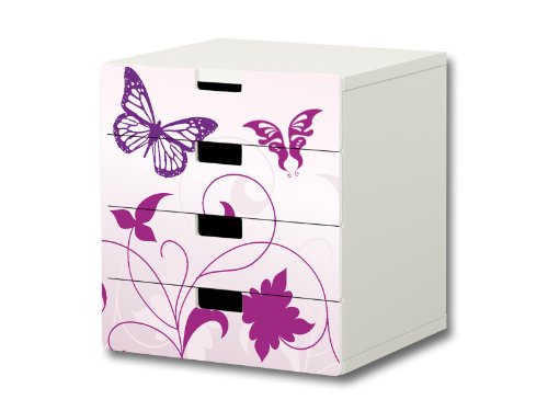 STIKKIPIX Mariposa Pegatinas Muebles | S4K04 | Adecuado para la cómoda con 4 cajónes STUVA de IKEA | (Mueble no Incluido)