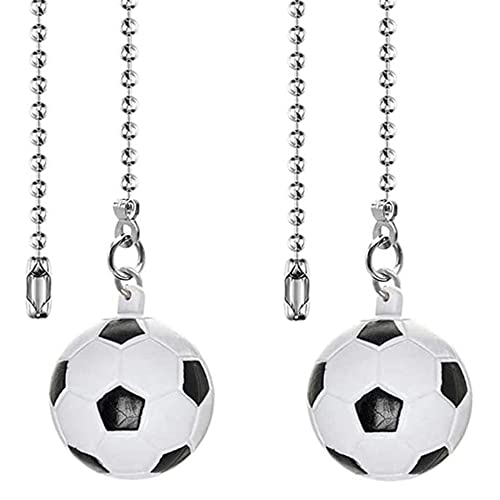 Image of Ceiling Fan Pull Chain 12 inch Pull Chain Extension Fan Chain Extender Ceiling Fan Pulls Ornament with Ball Fan Chain Connector for Lighting Fans, 2 PACK (SOCCER BALL)