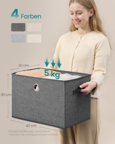 SONGMICS Aufbewahrungsboxen, 3er Set, mit Deckel, Stoffboxen mit Griffen – Ansicht 6