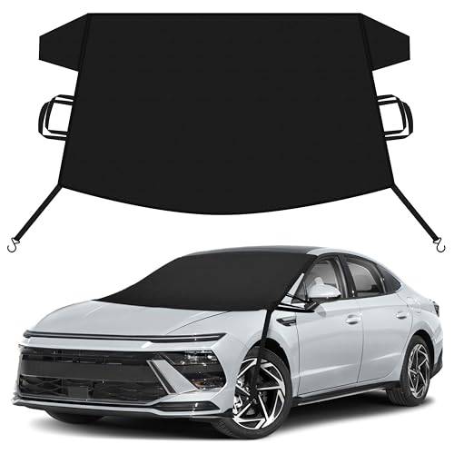 EcoNour Capa de neve de carro compatível com Hyundai Sonata | Capa de para-brisa para gelo e neve com tiras de gancho em S | Capa para carro de inverno Oxford 600D resistente, impermeável e