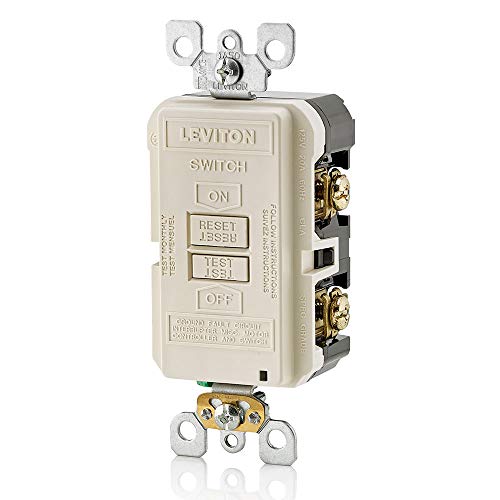 Image of Leviton Blank Face GFCI, 20 Amp, Self Test, LED Indicator Light, Provides GFCI Protection Where an Outlet is not Needed, GFRBF-W, Light Almond