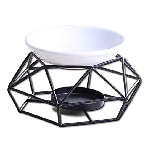 Gfullov Brûle-parfum en céramique avec porte-bougie Noir 12 x 12 x 8 cm