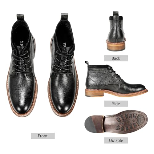 YFFUSHI Men's Oxfords Dress Boots Genuine Leather Lace Up Casual Formal Chukka Ankle Boots3