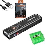 Fenix E06R Pro 1600 Lumens 4-in-1 Flat Rechargeable EDC Flashlight with Red Beam, UV Light, Spotlight/Floodlight w/EdisonBright Acc case (Black)