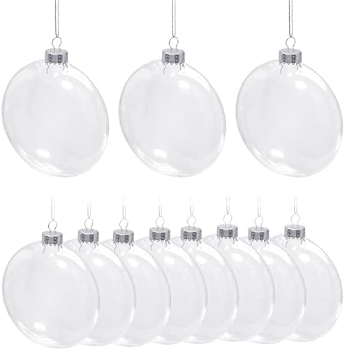 4E's Novelty Clear Flat Ball Ornaments for Crafts Fillable - Pack...