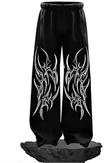 Mens Black Printed Track Pants Polycotton Y2K Street Baggy Joggers Drop Crotch Sports Casual Daily Price In India