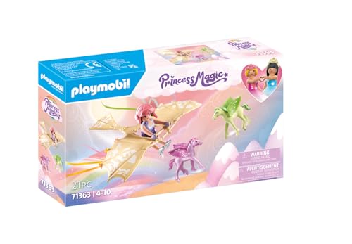 Playmobil 71363 Princesse et poulains ailés, Comprend Une Princesse, Son Deltaplane, Deux poulains ailés et des Accessoires, Gamme Princess Magic pour Enfants dès 4 Ans