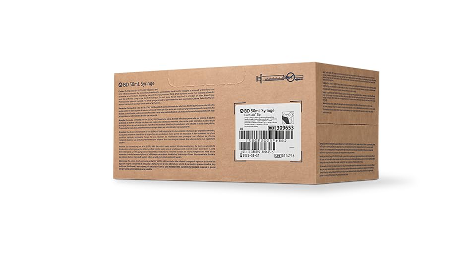 BD Luer-Lok Syringe only, 50 mL, #309653, (40 Count)