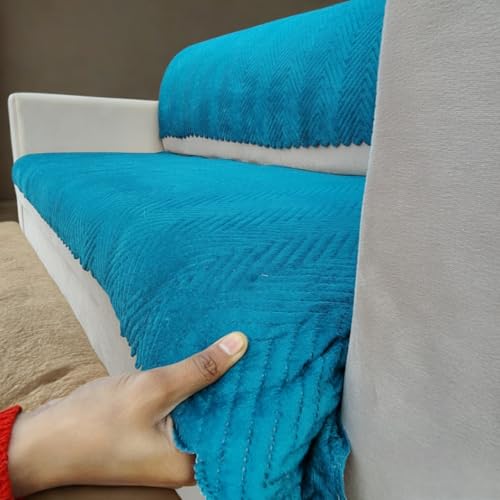 Image of Homerz Premium Velvet Sofa Cover Panel | Soft & Velvety Fabric | Rich Vibrant Colours | Sofa Protector for Living Room (Teal, 7 (3+2=2) Seater, Seat Cover with Backrest)