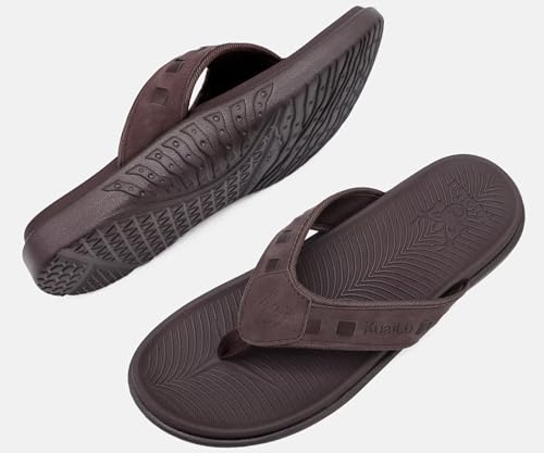 Image of KuaiLu Mens Sport Flip Flops Comfort Orthotic Thong Sandals with Plantar Fasciitis Arch Support Outdoor Summer Beach Size 7~15