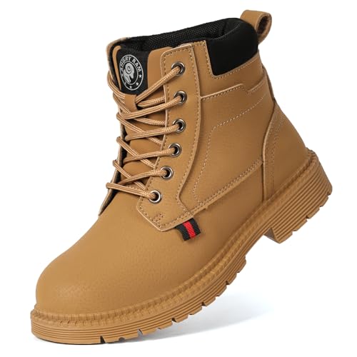 Image of ANGRYRAM Steel Toe Work Boots Waterproof & Slip Resistant for Men Women | ASTM Standard Safety Shoes, Width Option, Anti-puncture Midsole, Non-silp Rubber Outsole, Arch Support, For Work & Outdoors