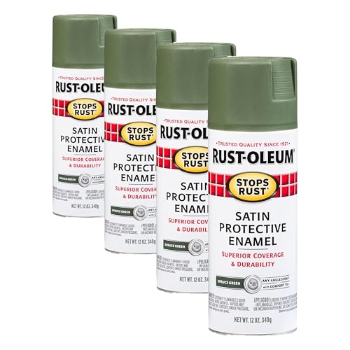 Image of Rust-Oleum 7737830 Stops Rust Spray Paint, 12 oz, Satin Spruce Green (Pack of 4)