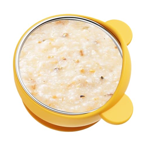 Baby Bowls with Suction - 3D Bear Toddler Bowls Suction - Stainless Steel Inner Utensils Dish Containers for Kids Food Dinner Travel Eating