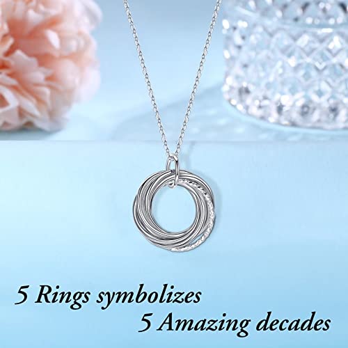 Image of IEFLIFE Birthday Gifts for Women, Sterling Silver Chain Birthday Necklaces, 40th 50th 60th 70th 80th 90th Birthday Necklace, 40 50 60 70 80 90 Years Old Birthday Gifts, 4 5 6 7 8 9 Decade Birthday Jewelry for Women