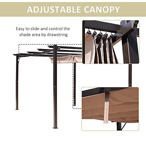image for Outsunny 10’ x 13’ Aluminum Retractable Patio Gazebo Garden Pergol