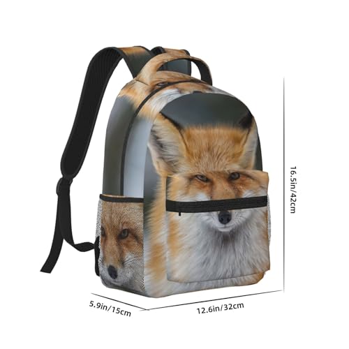 Sac à dos étudiant renard noir imperméable de grande capacité