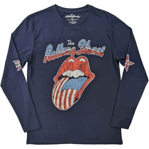 T-shirt The Rolling Stones Us Tour 78 bleu marine unisex en taille L Rock Off