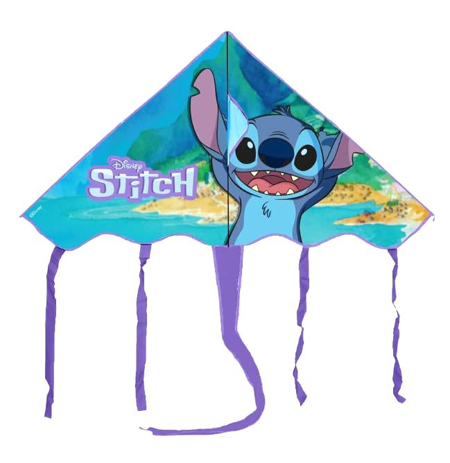 Cometa Stitch para niños – 100 x 56 cm, fácil de volar, ligera y resistente, diseño divertido con personaje de dibujos animados, juguete de verano para playa, parque y jardín