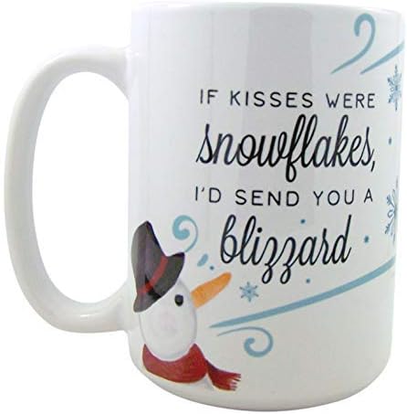If Kisses Were Snowflakes Ceramic Christmas Winter Coffee Mug, 14 Ounce