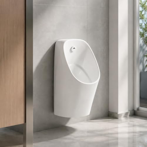 Orinal de pared, orinal cerámico de alta temperatura con guía de agua anti-salpicaduras y tapón de drenaje cerámico, ideal para baño, baño comercial y uso al aire libre (sin tapa, 62 cm / 24,4 pulgadas) miniatura 1