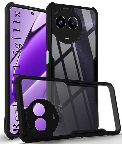 Image of Jkobi Back Cover Case for Realme 11 5G | Realme 11x 5G (Shockproof with Polycarbonate Clear Panel | Professional Black)