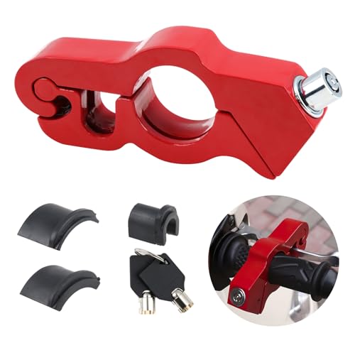 Motorbike Handlebar Lock, Motorcycle Throttle Grip Lock High Security Brake Accessories Front Brake and Clutch Locks Universal Aluminum Alloy for Sports Bikes Mountain ATVs Bicycle Anti-Theft (Red)