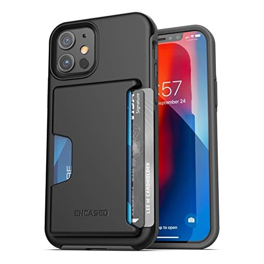 Encased Phantom Wallet Case Compatible with iPhone 12/12 Pro Protective Cover with Card Holder Slot (3 Credit Cards Capacity) Black