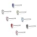 LOYALLOOK 8Pcs Surgical Steel Crystal Flower Nose Ring Stud Straight Bone Stud Ring with Box