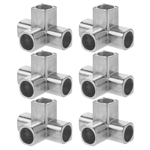 DIYEAH 6 Conectores de 4 vías para Barra de Armario - Conector de Aluminio para tubería, Ideal para armarios, organizadores de Zapatos, secadoras y roperos - Herrajes para Muebles, diámetro