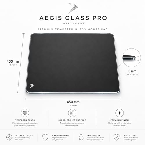 Tapis de souris gaming avec surface micro-gravée AEGIS Glass Pro - 4