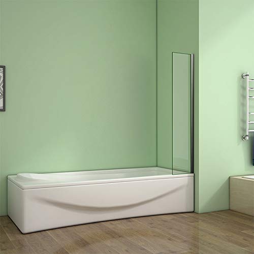 Acezanble 350x1400mm Corner Fixed Bath Shower Screen Over Bath Square Cut