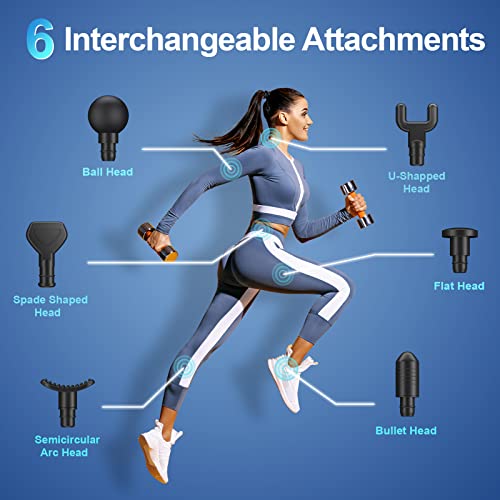 Massage Gun Deep Tissue，Muscle Massage Gun For Athletes, Handheld Electric Body Shoulder Neck Back Massager Gun For Pain Relief，Portable Percussion Massage Gun With 6 Massage Heads & 30 Speeds #TOP4