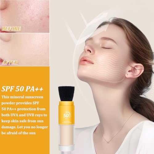 Protector Solar en Polvo Para la Cara Con Brocha - 2pcs Mineral y Cosmético, Seguro y Apto Para Pieles Sensibles - imagen 4