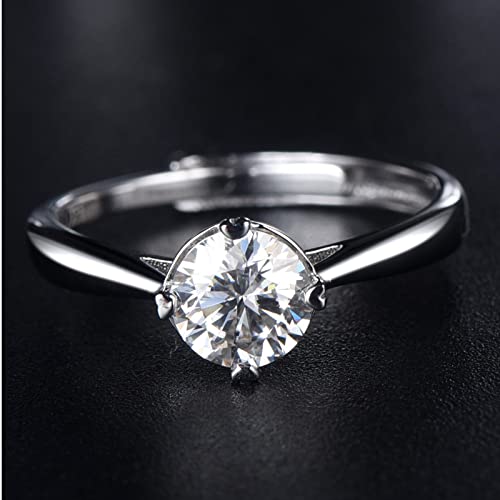 Bague Solitaire Argent Véritable Cœur pour Femme à 4 Griffes