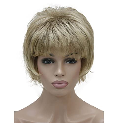 Wiginway Women's Wig Blonde Mixed Dark Root BFluffy Short Straight