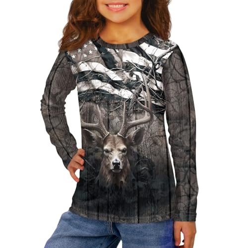 Boy's Novelty T-Shirt Long Sleeve Shirts Casual Pullover Tops Crew Neck Graphic Tees Top Fall Clothes 3-16T4