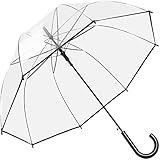 Wedding Umbrella Automatic Open Rounded Clear Umbrella Windproof Bubble Umbrella J Handle Large Canopy Stick Umbrella for Bride Groom Photography Rain Ceremony Pvc Dome Transparent Umbrella