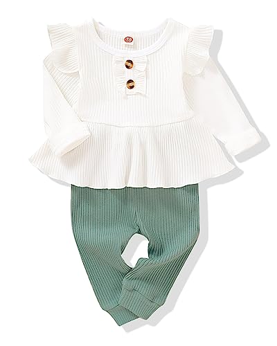 Image of Baby Girl Clothes Toddler Girl Outfits Ruffle Shirt Pants Cute Infant Outfit Set Baby Girl Fall Winter Clothes