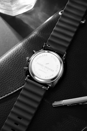 Image of Daniel Hechter Paris Cluny Collection Multifunction Watch for Men with Round Dial, Date Display Function, Quartz Movement and Wavy Pattern Silicon Strap - DHM1019