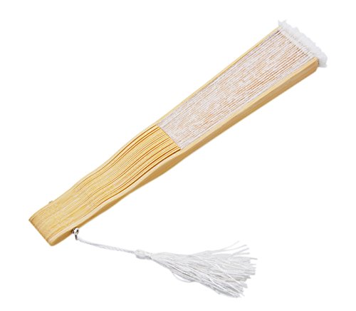 Meifan Womens Multi Color Handmade Cotton Lace Folding Hand Fan (White) #TOP6