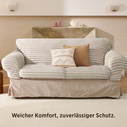 BEDSURE Kuscheldecke 150x200 Zimmer Deko - Tagesdecke, Beige – Ansicht 5