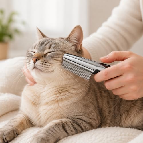 Image of Resco Professional Flea and Face Comb, Anti-Static for Grooming Pets Very Fine Pin Spacing, Chrome