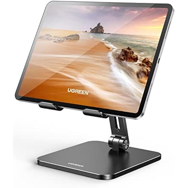 UGREEN Stojak na Tablet Uchwyt Aluminiowy Regulowany Kompatybilny z iPad Pro Air Mini 11 12.9 Galaxy Tab S9+ S9 A7 Redmi Pad Huawei MatePad iPhone 15 Pro Max itp.