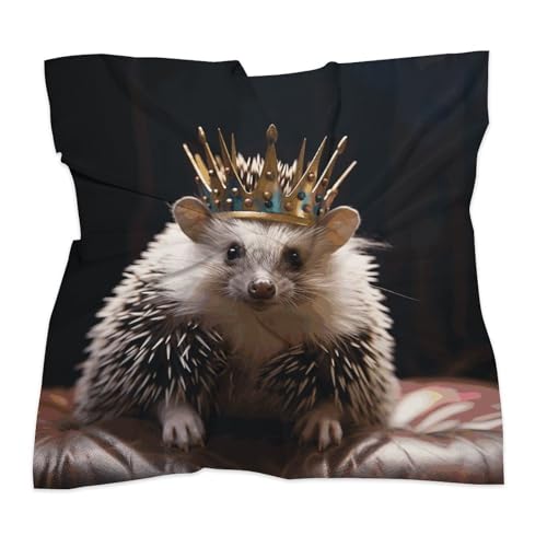 Satin Head Scarf Like Silk Hair Scarf Crown with Hedgehog Headscarf Breathable Neck Scarfs Lightweight Kerchiefs Small Square Scarves Sleeping Wraps Women Bandana 18"×18"3