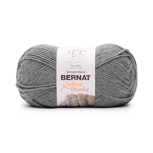 Image of Bernat Softee Chunky BB True Gray Yarn - 1 Pack of 14oz /400g - Acrylic - #6 Super Bulky - 431 Yards - Knitting /Crochet
