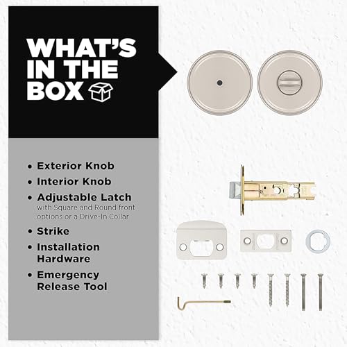 Image of Kwikset Maven Interior Privacy Door Knob with Lock, Round Door Handle for Bathroom and Bedroom, Satin Nickel Keyless Turn Lock Doorknob, with Microban Protection