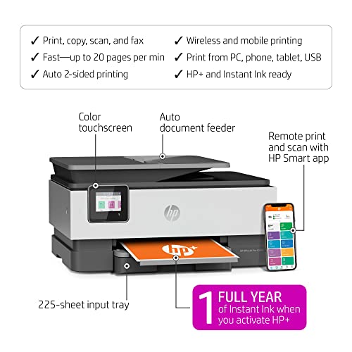 Hp Officejet Pro 8034E Wireless Color All-In-One Printer With 1 Full Year Instant Ink #TOP1